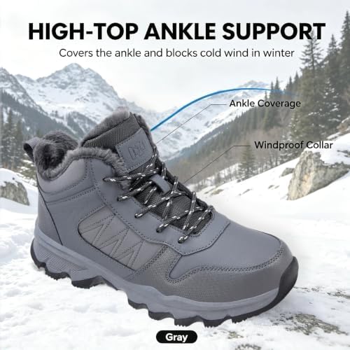 Mens Winter Boots Waterproof Snow Boots Ankle Backpacking Hiking Boots