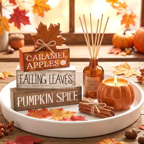 Moucuny 4 Pcs Fall Decor Wooden Maple Leaf Decoration Thanksgiving Decor