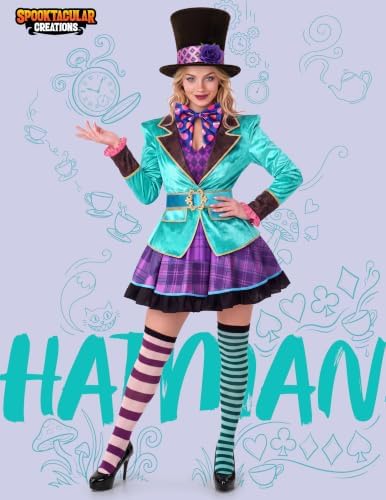 Spooktacular Creations Adult Hatman Costume, Halloween Clown Costume Womens Dress Set, Halloween Costumes 2026