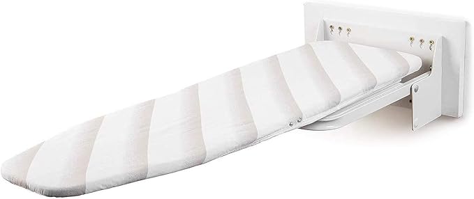 MYOYAY Wall Mounted Ironing Board 12 x 37 Inch Space-Saving 180° Swive Fold Away Ironing Board with Heat Resistant Cover for Home House Held Laundry with Manual，White