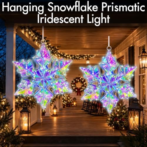 Nuanchu 4 Pcs 18" LED Christmas Snowflake Lights Decor, Laser