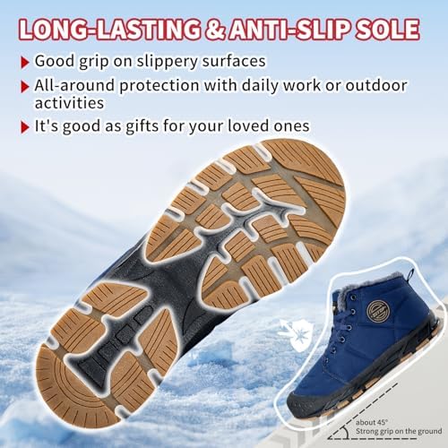 Mens Snow Boots, Mens Winter Boots, Mens Winter Trekking Snow Boots, Winter Boots for Men Waterproof Fur Lined Warm Winter Boots Men Lace up Snow Ankle Shoes Outdoor Anti-Slip Lightweight Hiking Boot