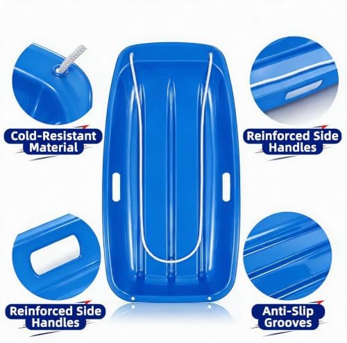 35in Snow Sled - PPB+TPE Toboggan with Rope & Handles