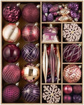 JORNOY 106Pcs Christmas Ornaments Bulk, Shatterproof Plastic Hanging Balls Bulbs Assorted Decor for Tree Decorations Home Holiday Party with Lanyard, Jewel Tone