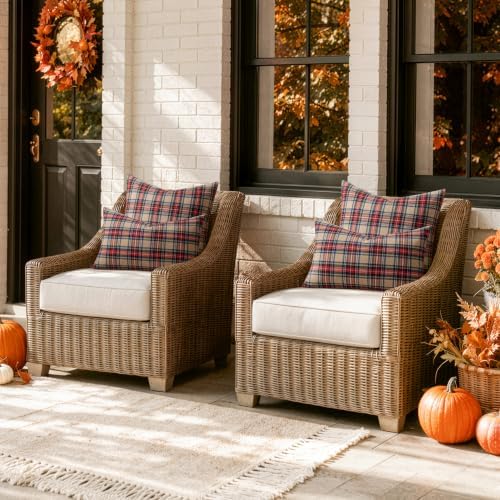 MIULEE Fall Plaid Pillow Covers Scottish Tartan 18x18 Khaki