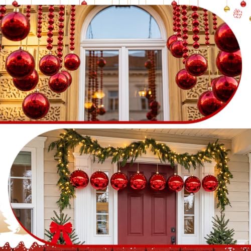 Threan 6 Inch Large Burgundy Shiny Christmas Ball Ornaments