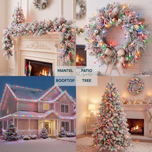 Joiedomi Christmas String Lights Indoor,200(2x100) Mini Multicolor Light with 42.8 FT White Wire,Lighting Decor for Patio Dorm Classroom Bedroom Holiday Wedding Party Garland Birthday Festival