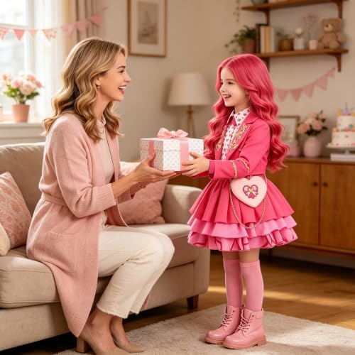 Kids Royal Princess Costume Girls Halloween Birthday Outfit Dress Up Set