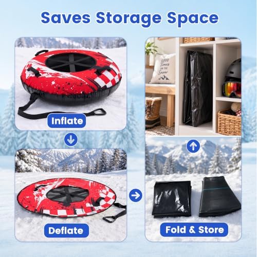 MOPHOTO Snow Tube, 39"/42" Heavy Duty Inflatable Snow Tube, Supports 550lbs