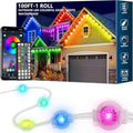 100FT Permanent Outdoor RGB Lights,IP67 Waterproof Smart LED Eaves Lights with App/Remote Control,for Christmas and All Holiday Decor,Daily and Accent Lighting,House Roof and Garden Lighting