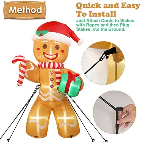 OurWarm 8FT Christmas Inflatables Outdoor Gingerbread Inflatable for Yard