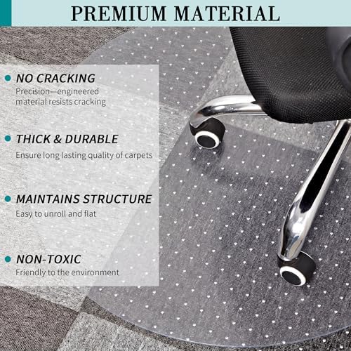 BesWin Office Chair Mat for Carpet, 36'' x 36'' Round, Heavy Duty
