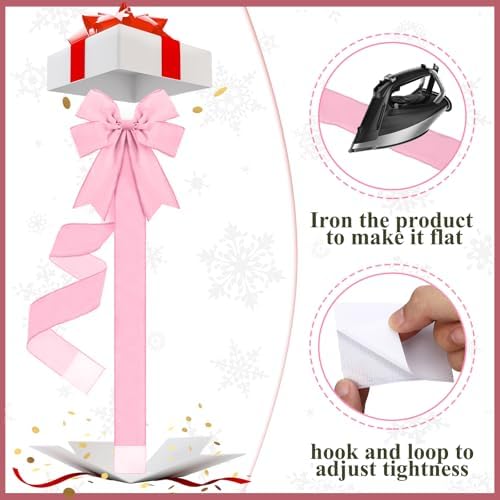 Daifunli 9 Pcs Pink Velvet Christmas Cabinet Bows Ribbons for Kitchen