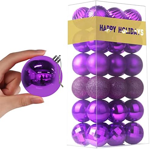 Iris Purple 2.5" Christmas Balls Christmas Tree Decoration Ornaments Shatterproof Hanging Balls for Birthday Halloween Holiday Wedding Decorations Set of 36pcs