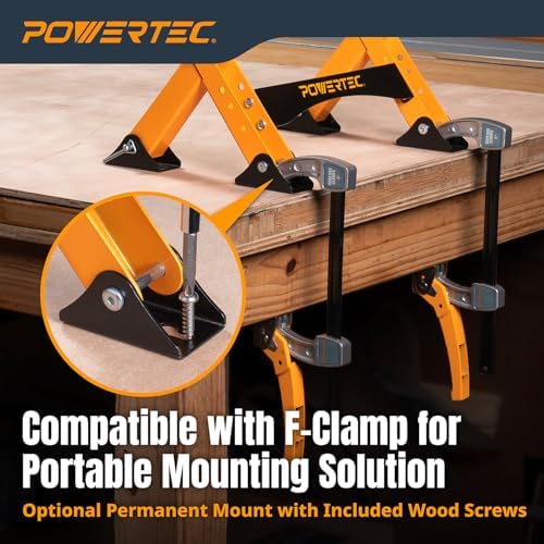 POWERTEC Folding Router Table Stand – Adjustable Height Workstation Base for 11-1/2" x 15-1/2" Trim Router Tables, Wall-Mount Ready, Includes Mounting Guide & Hardware (UT1013)