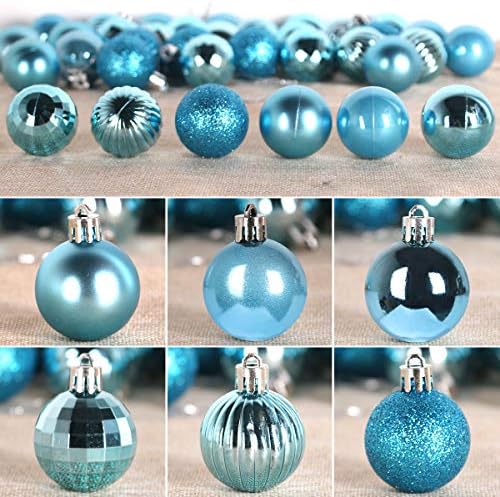 GameXcel Christmas Balls Ornaments for Xmas Tree - Shatterproof Christmas Tree Decorations Small Hanging Ball Sky Blue 1.6 inch x 36 Pack