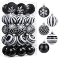 SHareconn 30ct 2.36 Inch Christmas Tree Balls Ornaments, Black & White,60mm