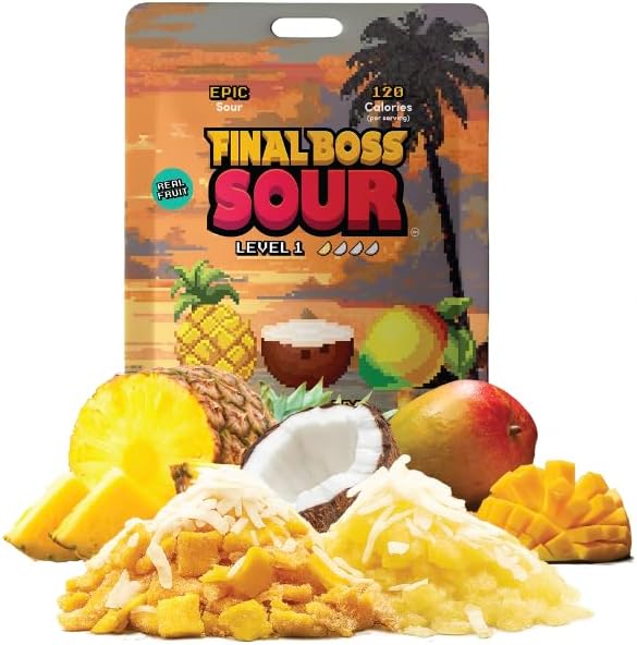 Final Boss Sour Fruit Candy, Sour Piña Colada, Level 1, 1 Pack