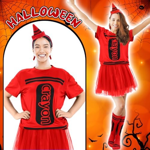 7 Pcs Crayon Costume Set for Adults Women