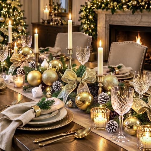 Jenaai 12 Pcs Gold Christmas Ball Ornaments 3.15Inch Plastic Hanging Bauble