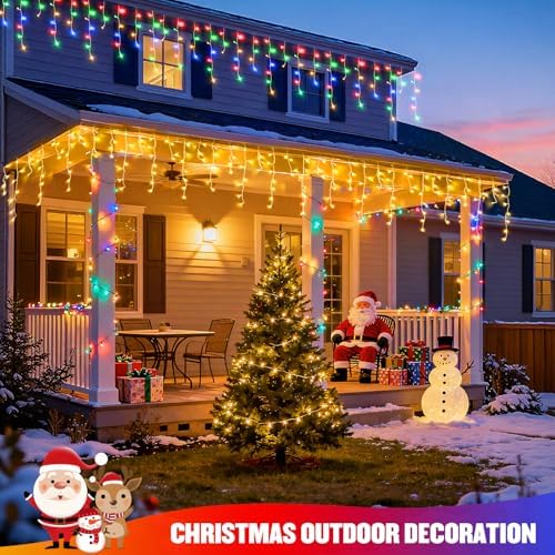 JMEXSUSS Color Changing Icicle Lights for Outside, 11 Modes 400 LED