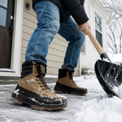 Coostar Snow Boots for Men Moc Toe Casual Winter Boots Lightweight