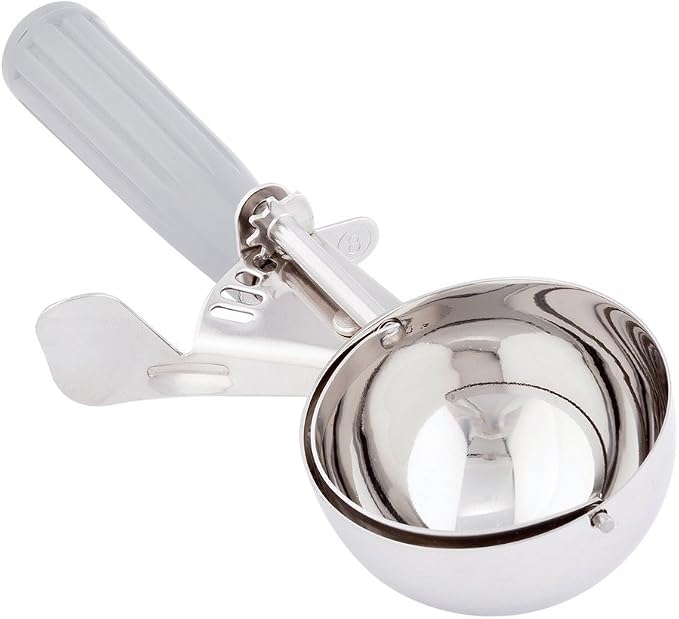 Restaurantware 4 Ounce Portion Scoop, 1 Trigger Release Stainless Steel Cookie Scoop - With Gray Handle, Stainless Steel Disher, For Portion Control, Cookie Dough, Cupcake Batter, Or Ice Cream