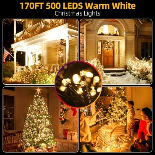 MZD8391 170FT 500 LED Christmas Lights Outdoor Indoor, Christmas Tree Light