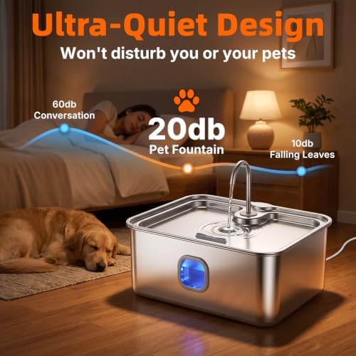 5.28Gal/ 20L Large Dog Water Fountain with Anti Slip Pad