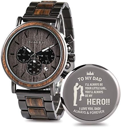 2win Engraved Wooden Watch for Boyfriend My MAN Fiancé Husband Customized Personalized Wood Watches for Men Birthday Anniversary Personalized Watch
