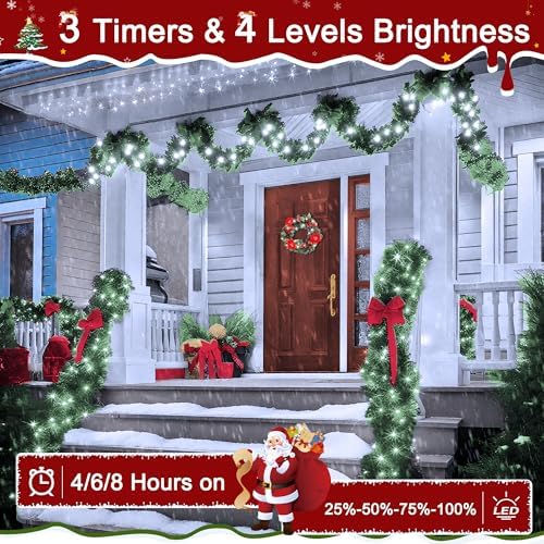 Christmas Lights Outdoor, Christmas Tree Lights Plug in, 8 Modes Twinkle String Light for Bedroom Wedding Party Ceiling Xmas Home Decorations 1200 LED(Cool White 394 FT)