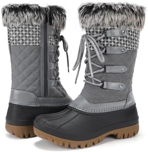 STQ Womens Winter Snow Boots, Waterproof Insulated Mid-Calf Duck Boots