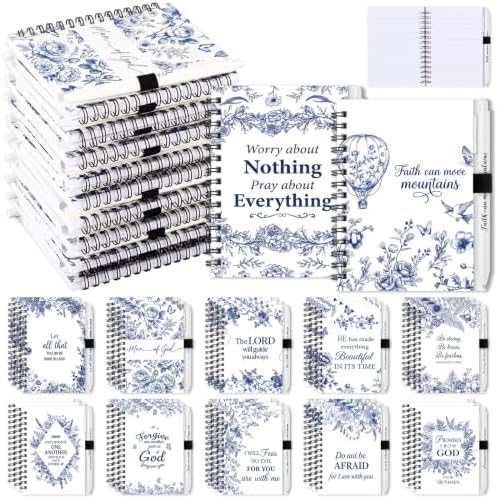 Gueevin 72 Pcs/36 Set Inspirational Notebook Pen Gifts Bulk, Blue Christian