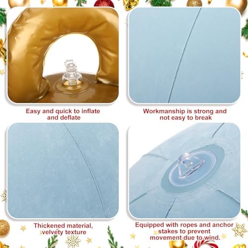 3 Pcs 32 Inch Giant Velvet Christmas Inflatable Balls, Mint, White, Slate