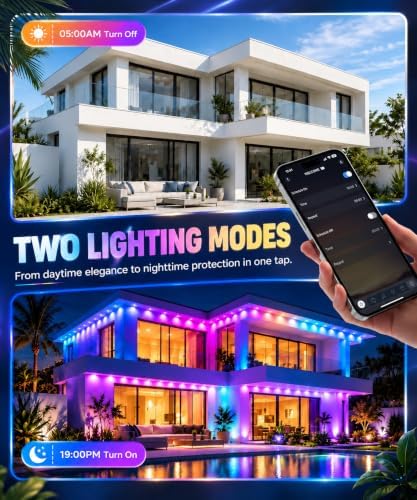 100Ft Permanent Outdoor Lights, RGB+IC Smart LED Eave Lighting with App/Remote Control,IP67 Waterproof,16 Million Colors,Scene Modes, DIY Music Sync, for Christmas, Holiday & Party Decor