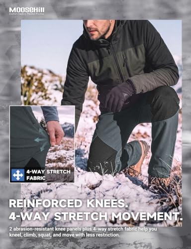 Moosehill Mens Fleece-Lined Snow Pants: Extended Leg Zippers