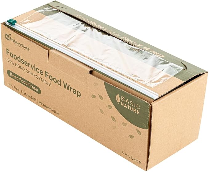 Restaurantware Basic Nature 12" x 2000' Food Wrap 1 Microwavable Cling Wrap - With Built-In Slide Cutter Freezable Clear Plastic Kitchen Food Wrap Durable For Restaurant Cafes And Delis