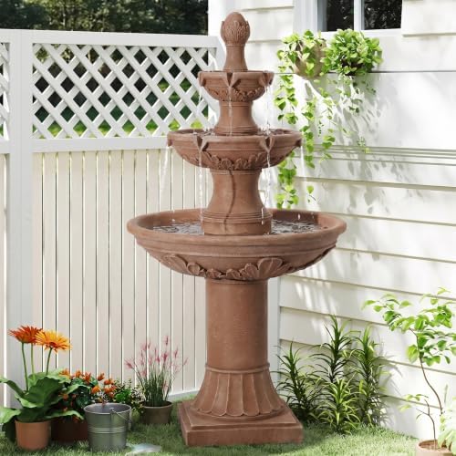 3-Tiers 48.4" H Italian Outdoor Water Fountains Feature Garden Decor