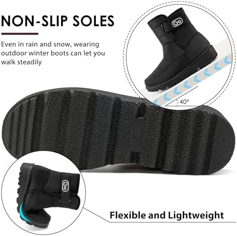 Ablanczoom Womens Winter Snow Boots with Warm Fur Lining Comfortable Booties Non Slip Waterproof Outdoor Shoes