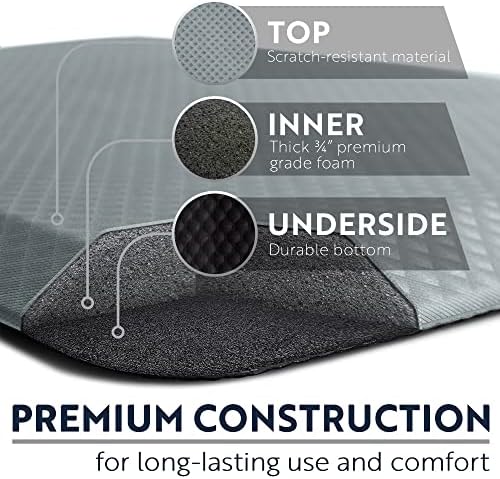 KANGAROO Cushioned Anti Fatigue Kitchen Mats for Floor, 24x70 Grey