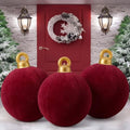 Jetec 3 Pcs 32 Inch Giant Burgundy Velvet Christmas Inflatable Balls