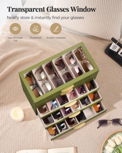 Lolalet Sunglasses Organizer Case for Women, Eyeglass Storage Holder