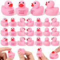 Thenshop 50 Pcs Pink Ribbon Rubber Duck Relief Favors, Awareness Gifts