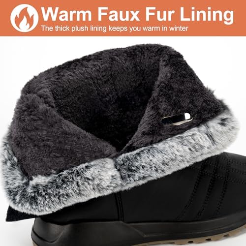 Winter Snow Boots for Women 2026: All-day Comfort Warm Fur Lined Mid Calf Hook Loop Waterproof Outdoor Shoes for Walking