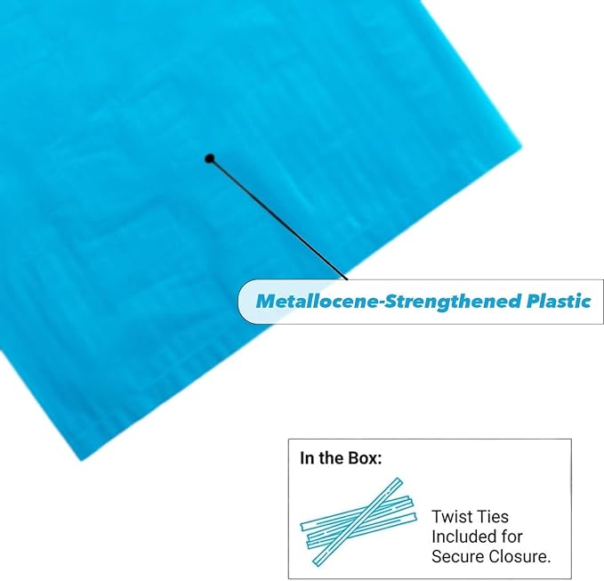 1000 Pack 8 lb Blue Heavy-Duty Plastic Ice Bags - 1.5 mil Durable Freezer Ice Packing Bags with Twist Ties for Retail, Catering & Commercial Use