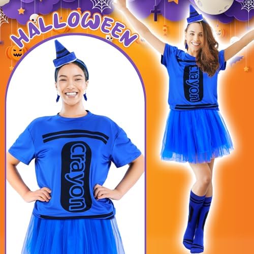 7 Pcs Crayon Costume Set for Adults Women