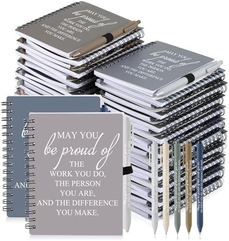 Honoson 50 Sets/100 Pcs Employee Notebook Pen Gifts, Chic Color