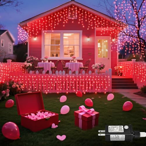 Red Christmas Lights Outdoor, 33ft 400 LED Icicle Lights for Outside