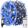 TW SHINE Christmas Lights, 600 LED 196FT Christmas String Lights Plug-in with 8 Modes Timer and Remote, Waterproof Outdoor Decorations for Bedroom Wedding Party Yard Tree Decor, Blue & White