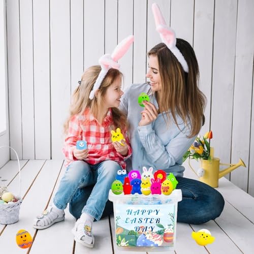 Easter Party Favors, 120Pcs Squishies Toys for Kids, Mochi Squishy Bulk, Kawaii Mini Squeeze Toys, Easter Basket Stuffers, Egg Fillers, Classroom Prizes for Boys Girls(Random)